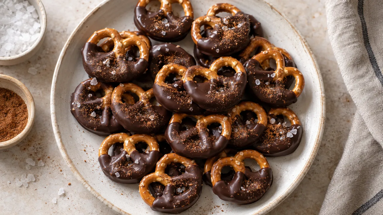 Dark Chocolate Dipped Pretzels