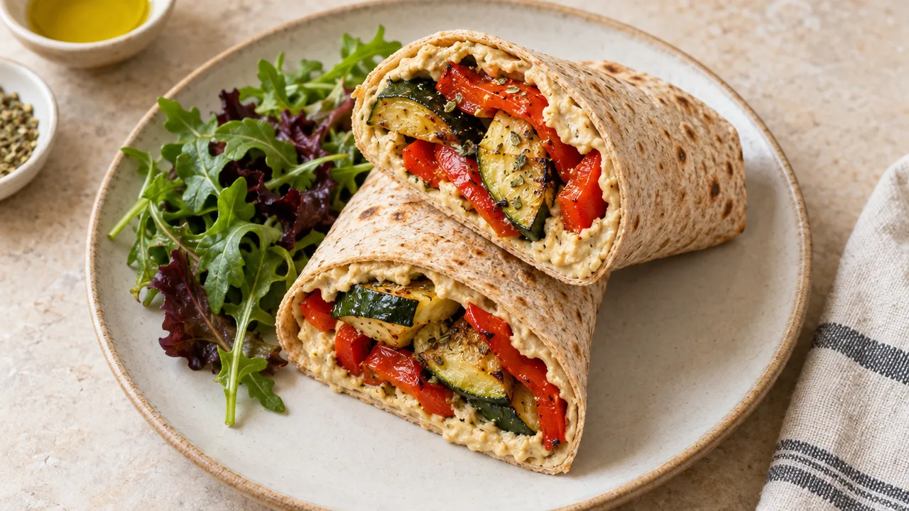 Hummus and Roasted Vegetable Wrap