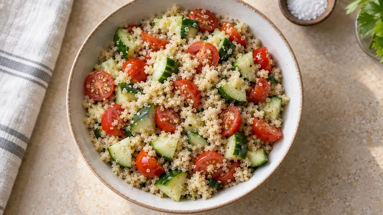 Quinoa, Cucumber and Tomato Salad